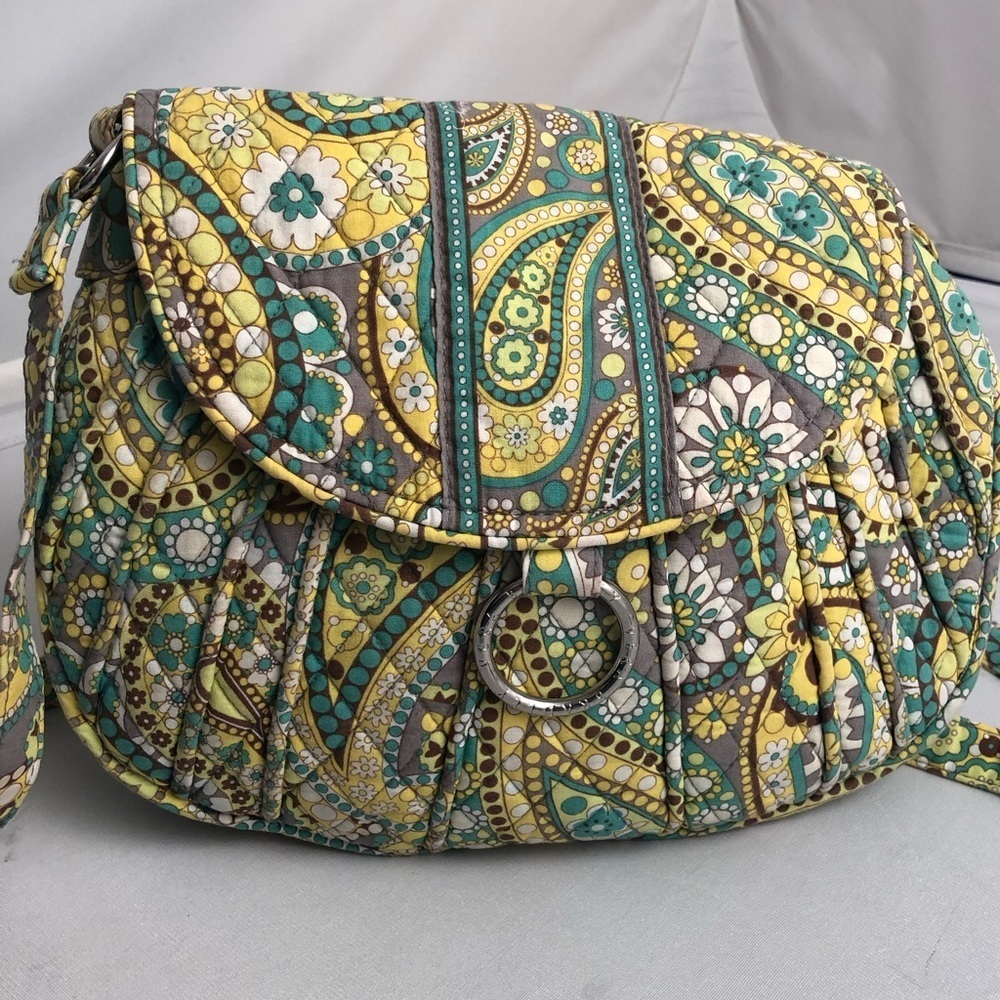 Vera Bradley Saddle Up yellow multicolor crossbody bag in Lemon Parfait